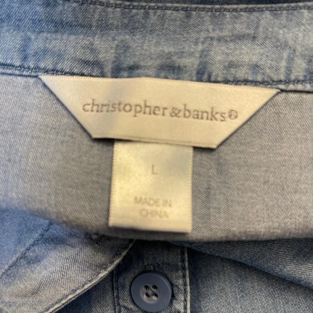 Christopher & Banks Chambray Button Down Shirt Dr… - image 5